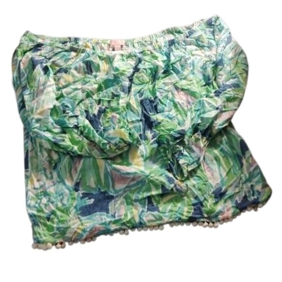 Lilly Pulitzer Green and Blue Leaf Print Top - Picture 1 of 4